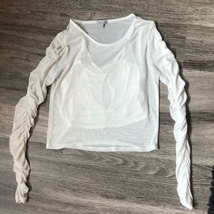 Mesh crop top with built in undershirt